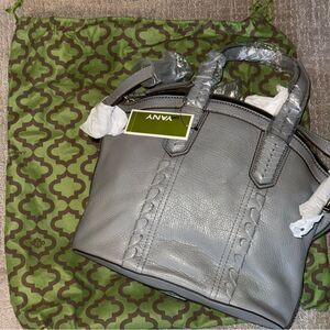 New With Tags OrYANY Gray Pebble Leather Crossbody Bag